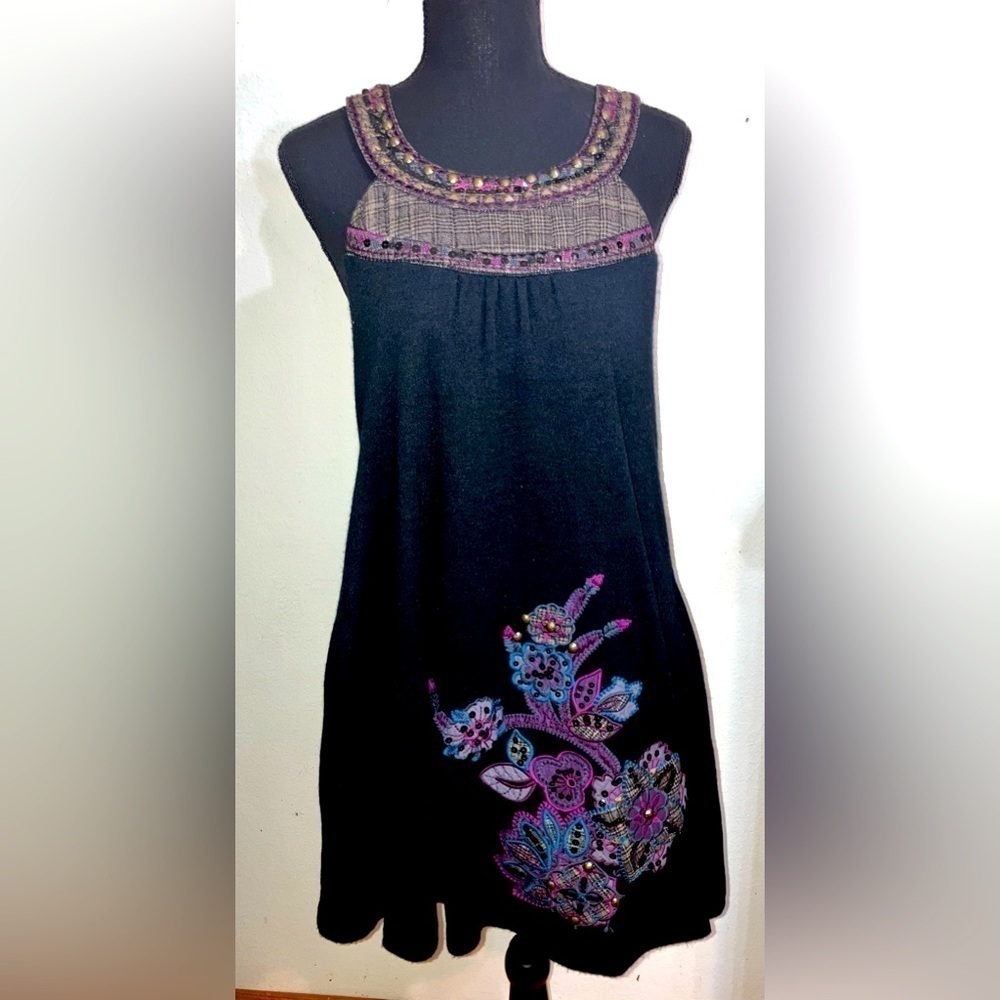 Anthropologie Lulumari Stunning Embroidered Dress w/ pockets size Large